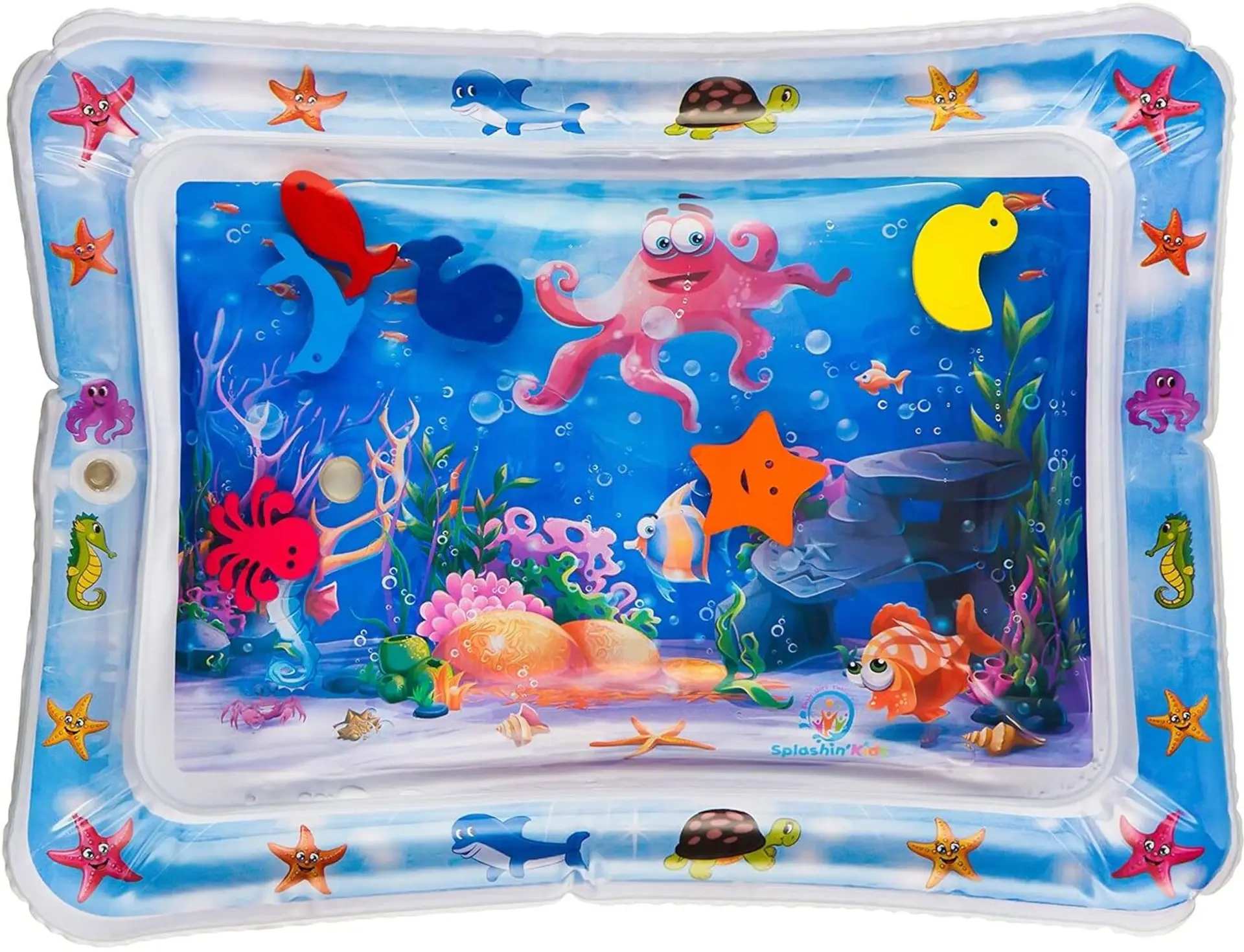 Inflatable baby water play mat with floating toys